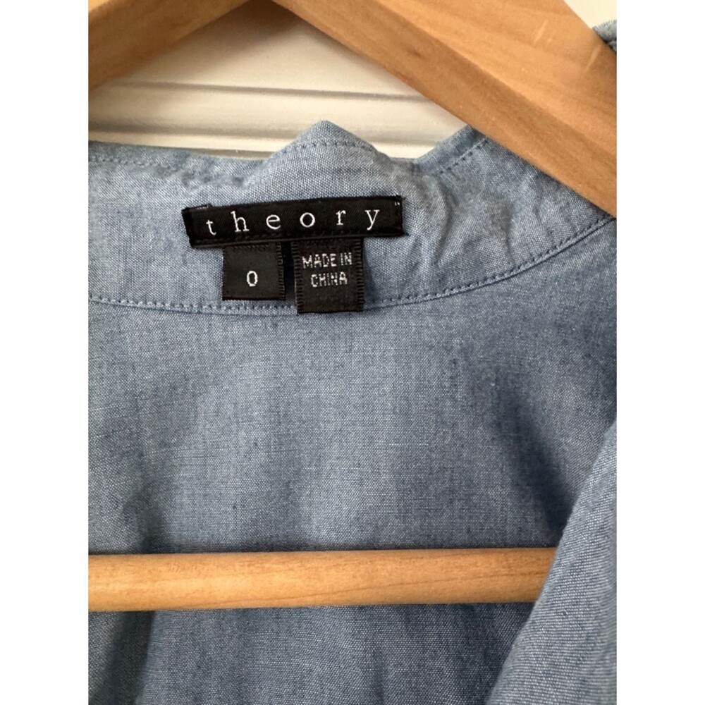 Theory Light Blue Chambray Style Shirt Dress Size 0 - Picture 2 of 7